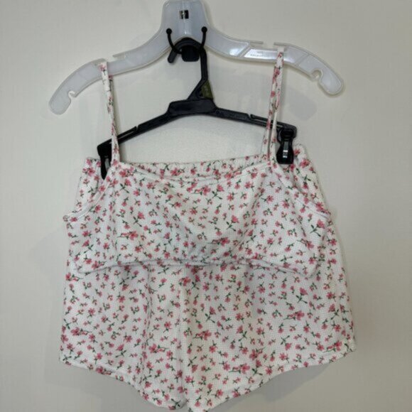 Women Cute Matching Set Sleeveless Floral Print Set Size L - Picture 2 of 9